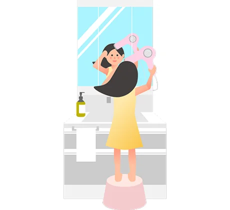 お風呂上がりのドライヤーも快適