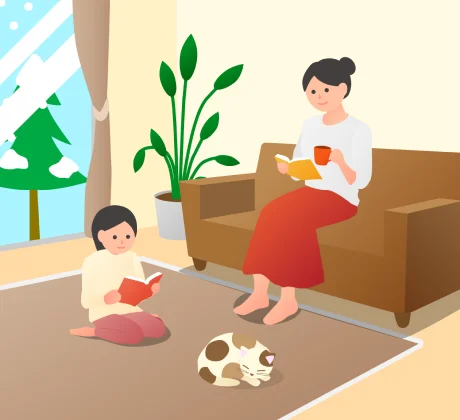 風が直接当たらない、やさしい暖かさ